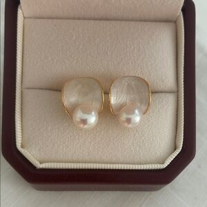 Gold and Pearl Stud Earrings